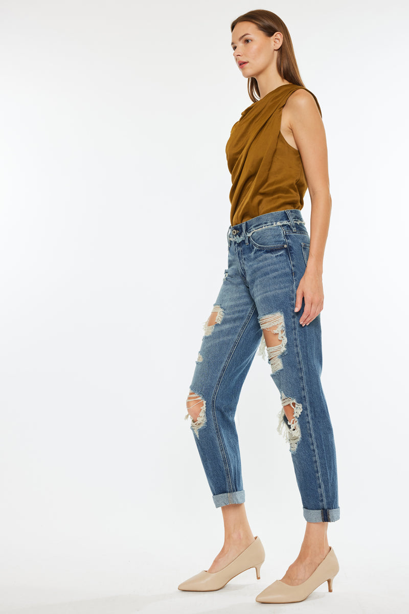 Janelle Mid Rise Boyfriend Jeans - Official Kancan USA