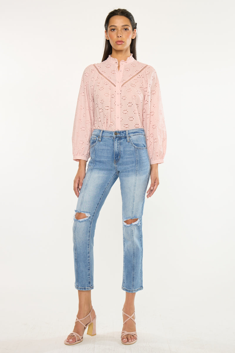 Marley High Rise Slim Straight Leg  Jeans - Official Kancan USA