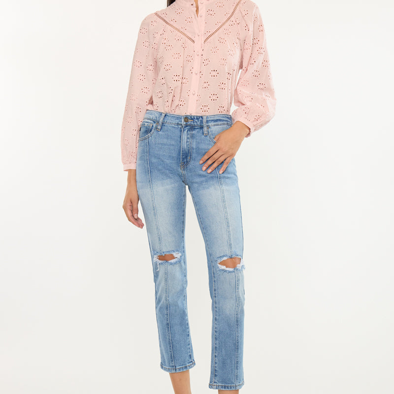 Marley High Rise Slim Straight Leg  Jeans - Official Kancan USA