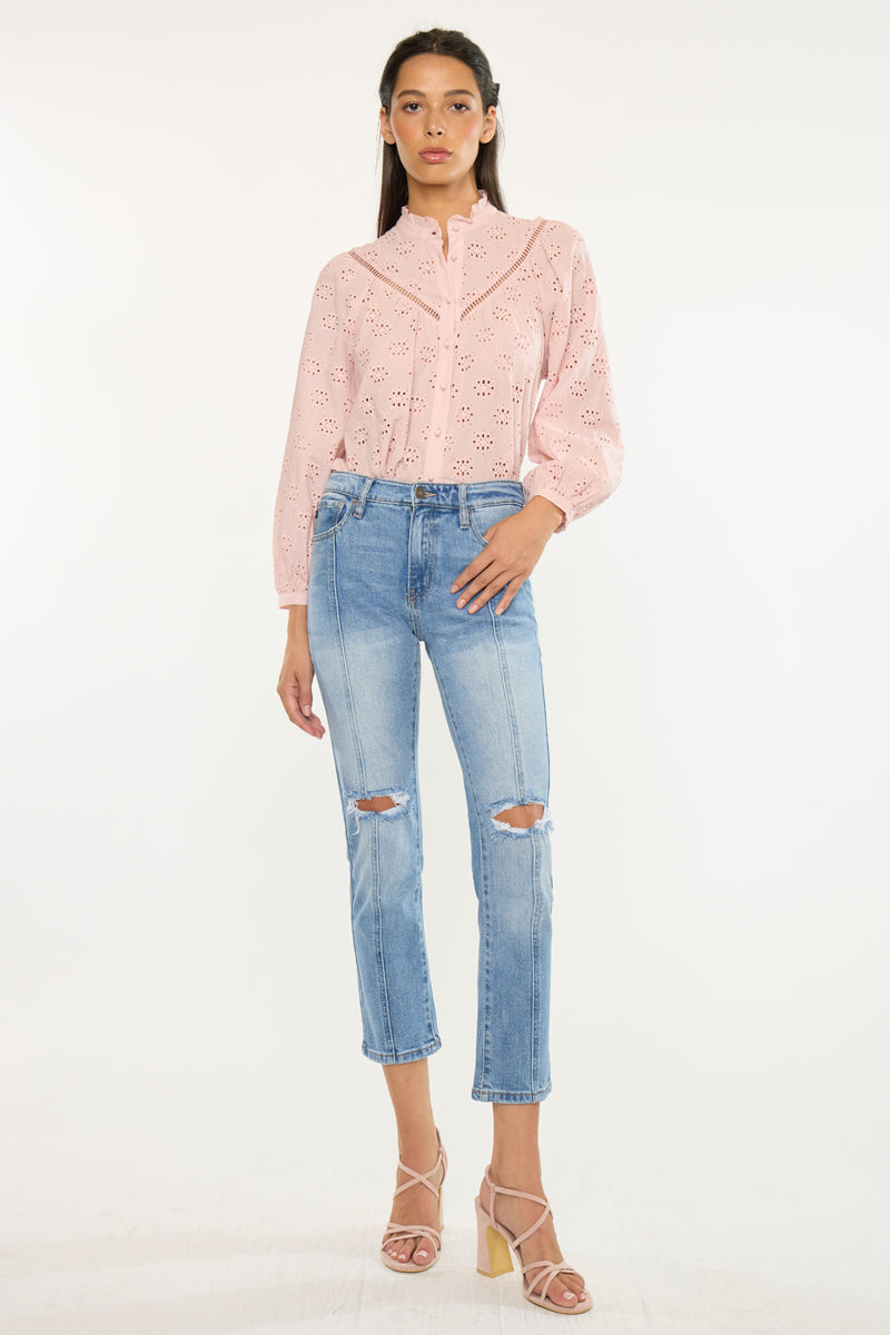 Marley High Rise Slim Straight Leg  Jeans - Official Kancan USA