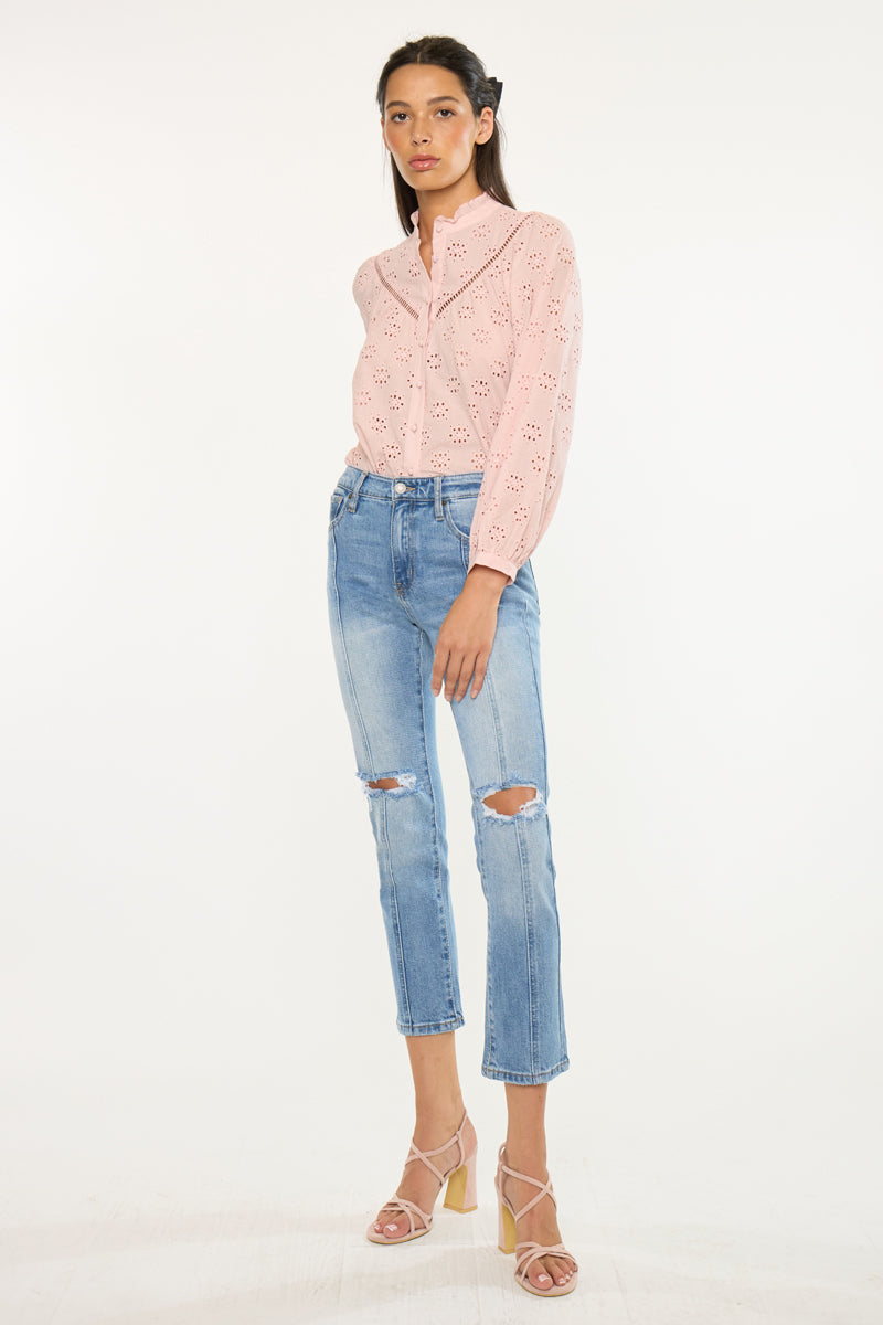 Marley High Rise Slim Straight Leg  Jeans - Official Kancan USA