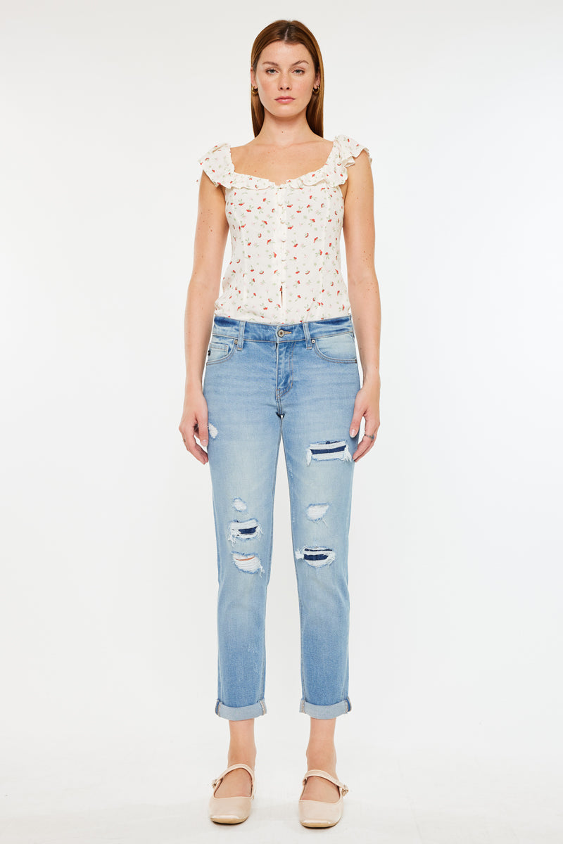 Luxanna Mid Rise Slim Boyfriend Jeans - Official Kancan USA