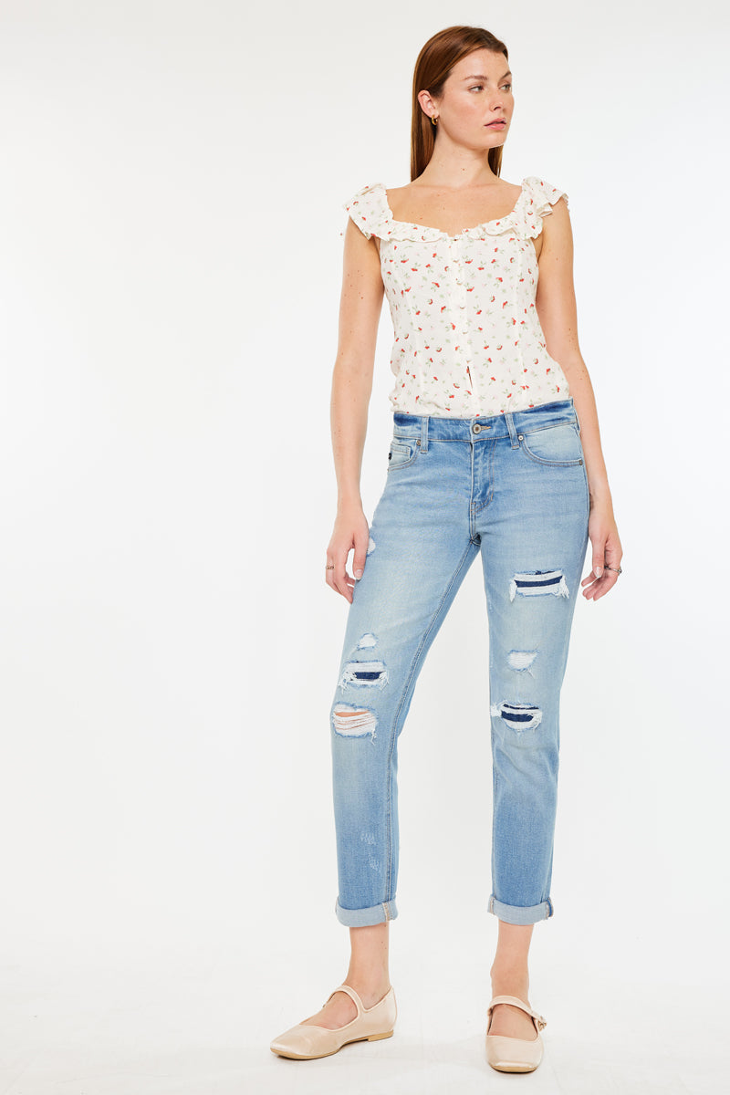 Luxanna Mid Rise Slim Boyfriend Jeans - Official Kancan USA