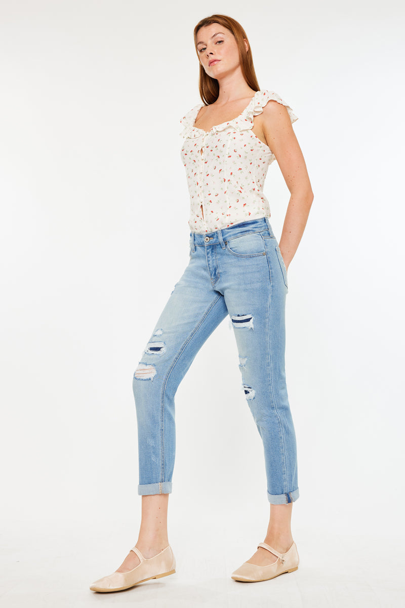 Luxanna Mid Rise Slim Boyfriend Jeans - Official Kancan USA