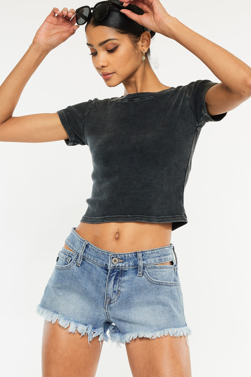 unliensアンリアン2nd denim Black S shortセカンド Jolee Low Rise Shorts | Kancan USA