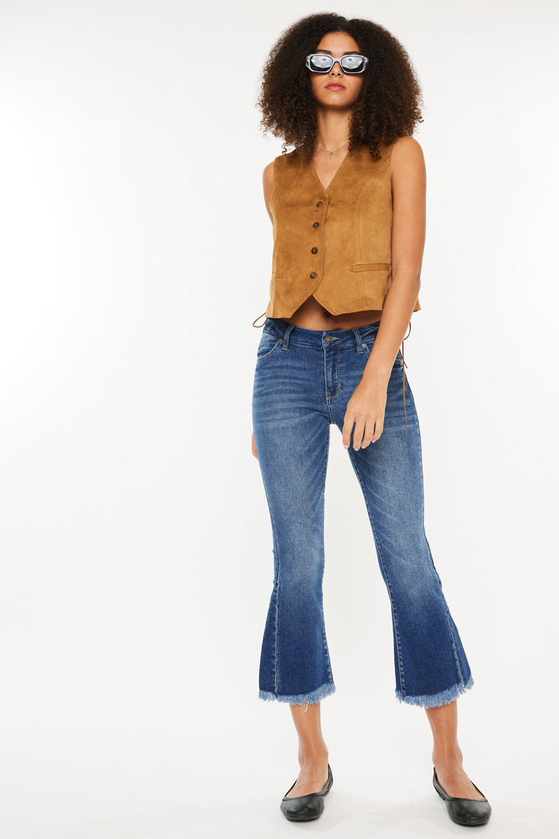 Merlie Mid Rise Cropped Flare Jeans - Official Kancan USA