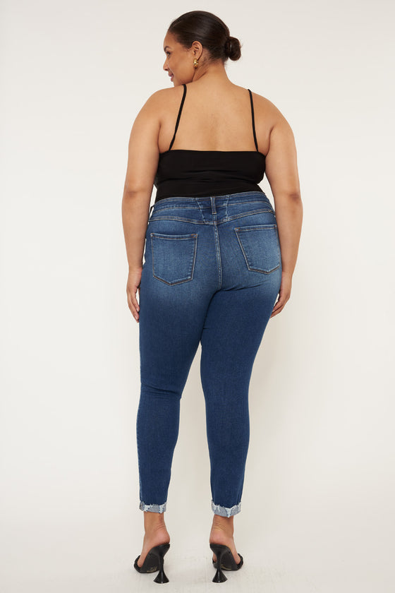 Kali Mid Rise Ankle Skinny Jeans (Plus Size) - Official Kancan USA