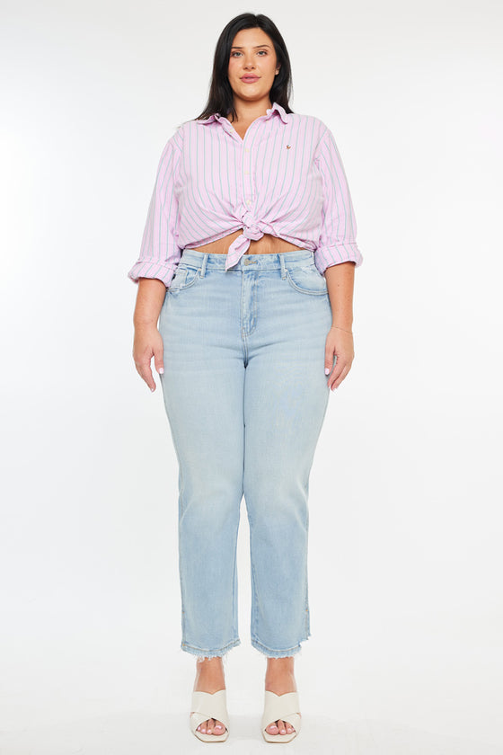 Hailey High Rise Cropped Straight Leg Jeans (Plus) - Official Kancan USA