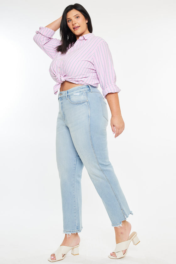 Hailey High Rise Cropped Straight Leg Jeans (Plus) - Official Kancan USA