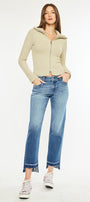 Megan Mid Rise Crop Straight Jeans - Official Kancan USA