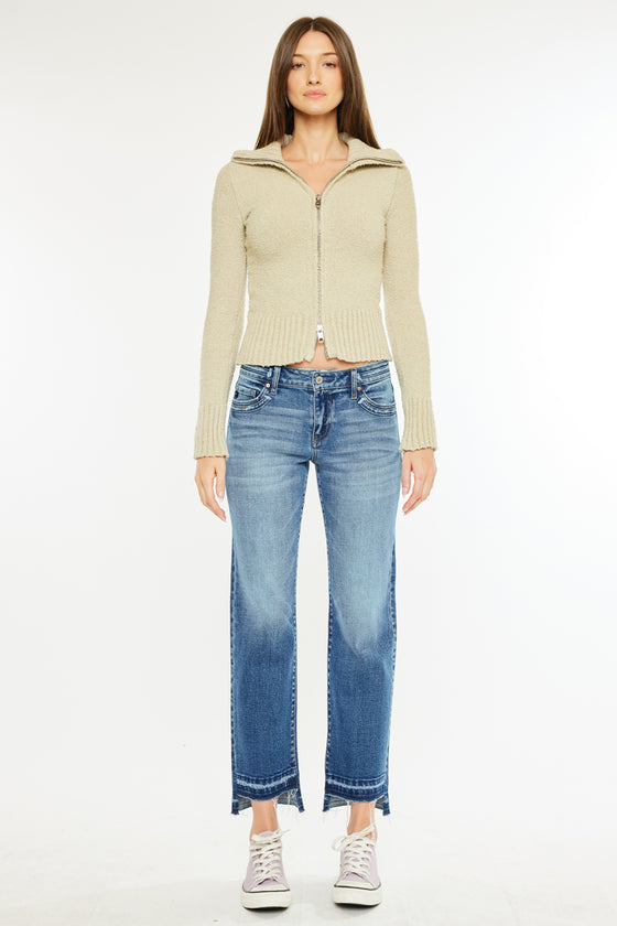 Megan Mid Rise Crop Straight Jeans - Official Kancan USA