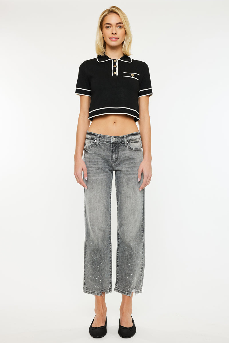 Chai Mid Rise Cropped Straight Jeans - Official Kancan USA