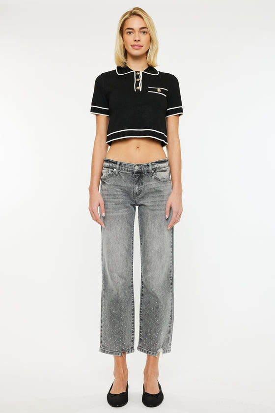 Chai Mid Rise Cropped Straight Jeans - Official Kancan USA