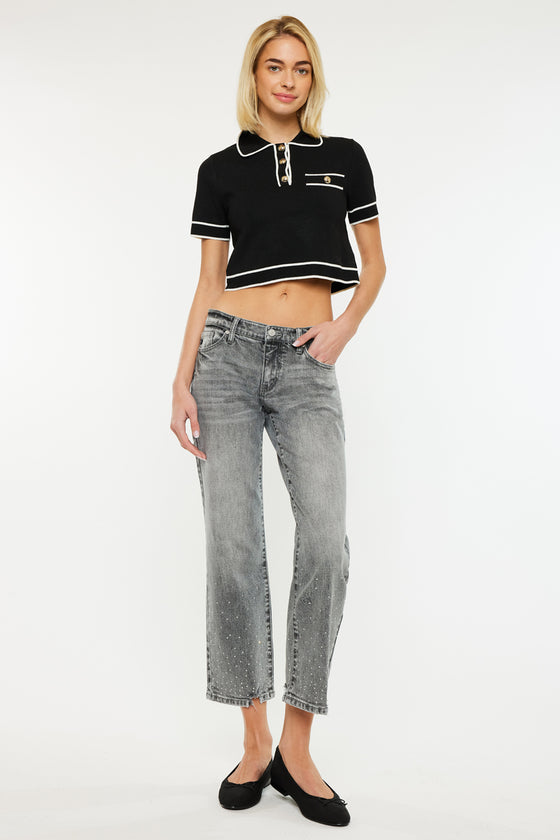 Chai Mid Rise Cropped Straight Jeans - Official Kancan USA