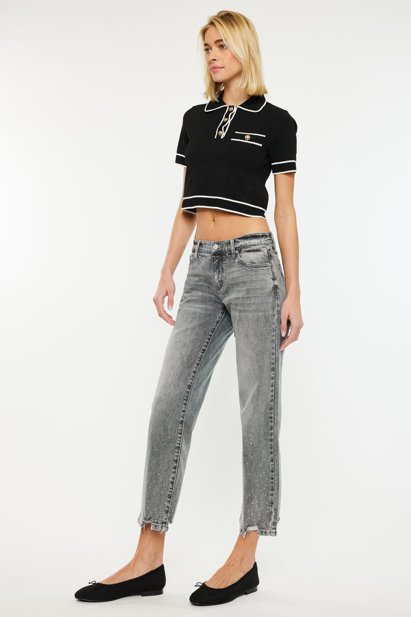 Chai Mid Rise Cropped Straight Jeans - Official Kancan USA