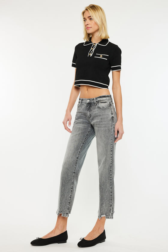 Chai Mid Rise Cropped Straight Jeans - Official Kancan USA