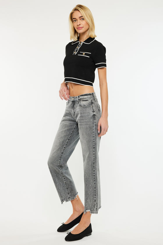 Chai Mid Rise Cropped Straight Jeans - Official Kancan USA