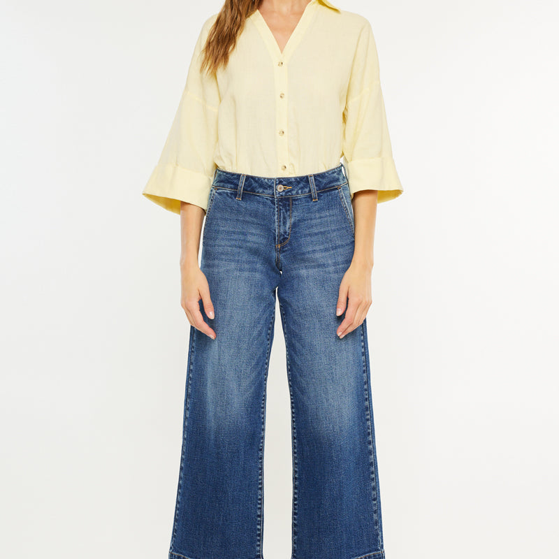 Tara Mid Rise Trouser Wide Leg Jean (Petite) - Official Kancan USA