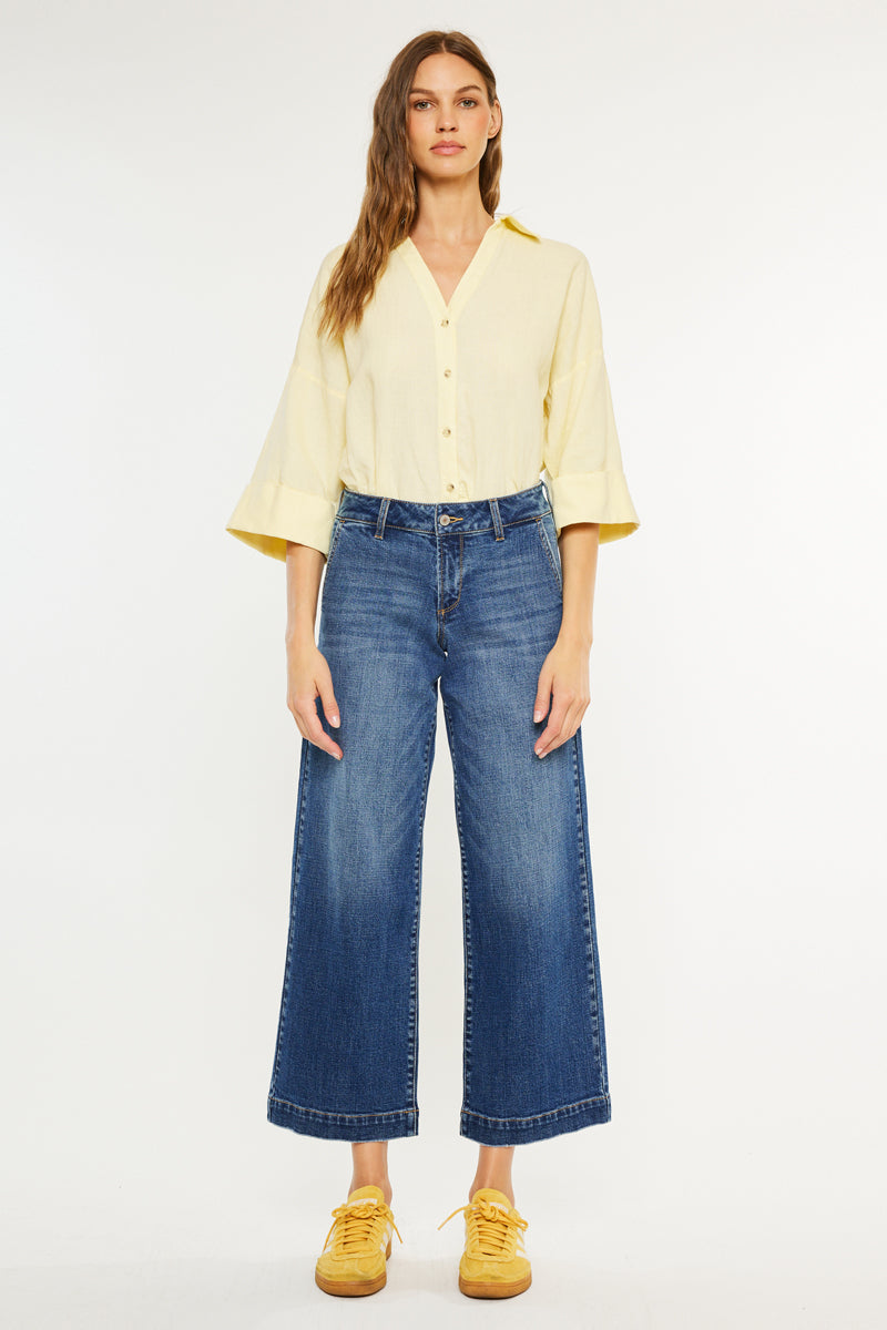 Tara Mid Rise Trouser Wide Leg Jean (Petite) - Official Kancan USA