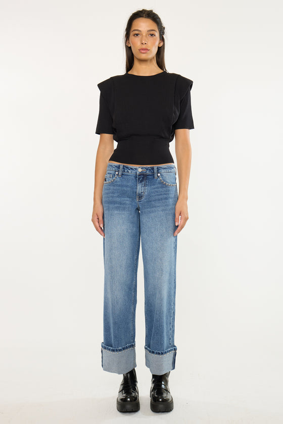 Lisa Mid Rise Wide Leg Jeans - Official Kancan USA