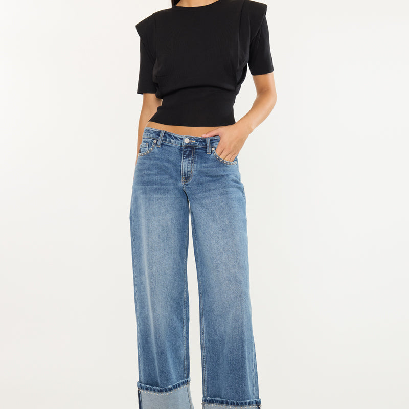 Lisa Mid Rise Wide Leg Jeans - Official Kancan USA
