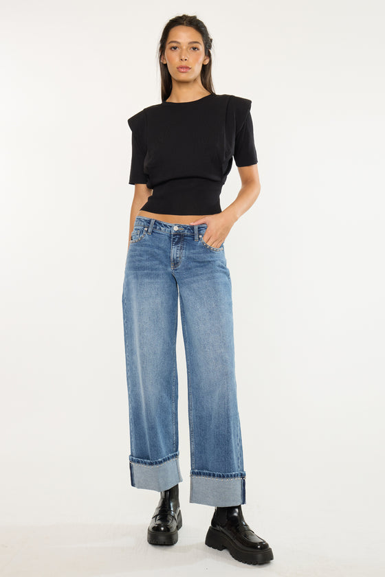 Lisa Mid Rise Wide Leg Jeans - Official Kancan USA