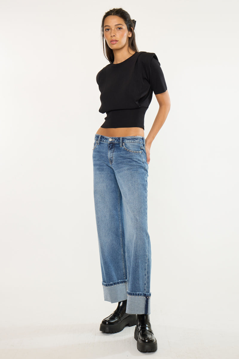 Lisa Mid Rise Wide Leg Jeans - Official Kancan USA