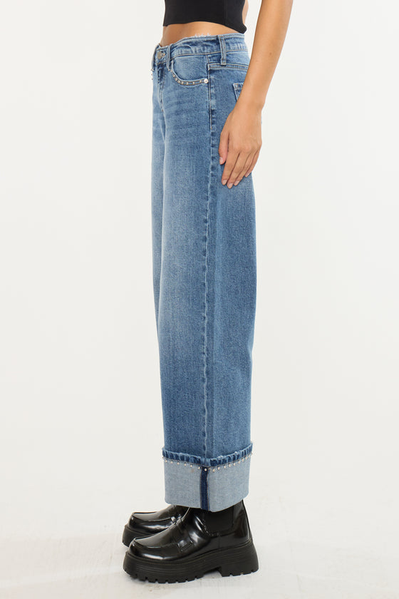 Lisa Mid Rise Wide Leg Jeans - Official Kancan USA
