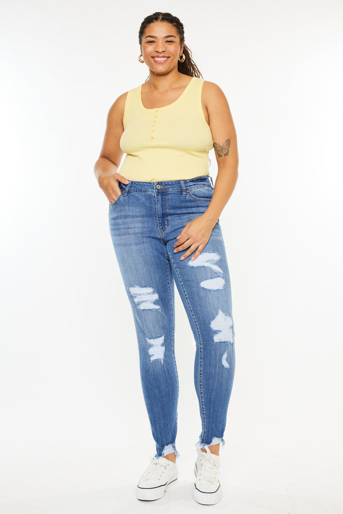 Summer Mid Rise Super Skinny Jeans - Plus Size | Kancan USA