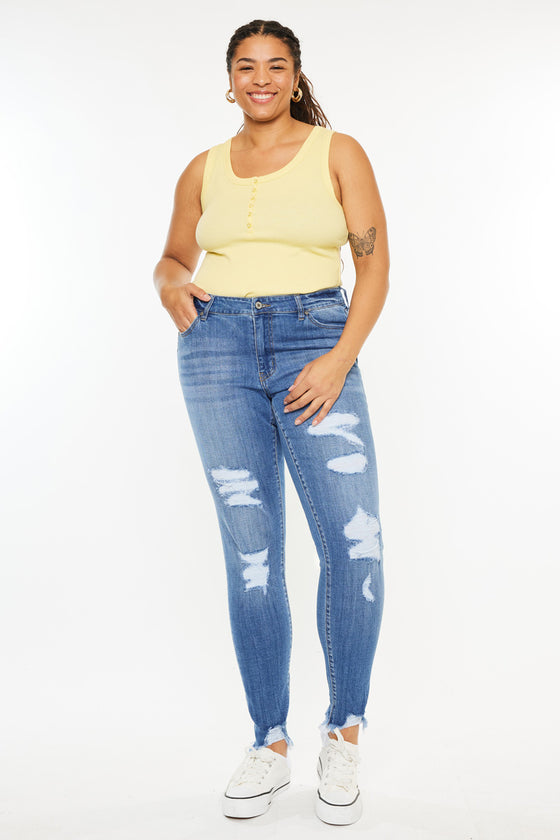 Summer Mid Rise Super Skinny Jeans (Plus Size) - Official Kancan USA