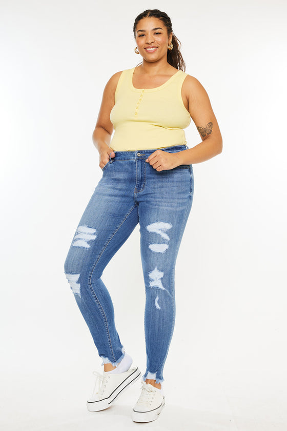 Summer Mid Rise Super Skinny Jeans (Plus Size) - Official Kancan USA