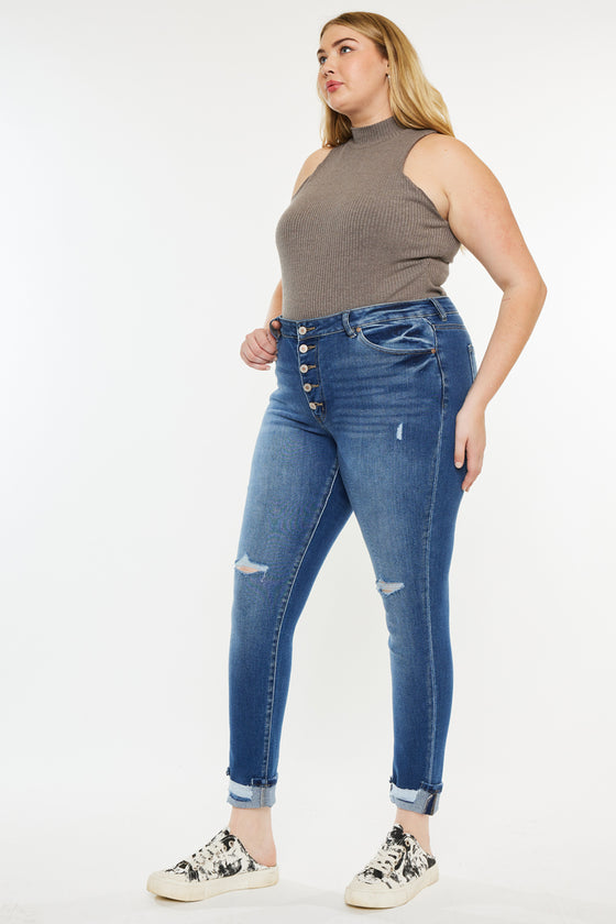 Dorah High Rise Ankle Skinny Jeans (Plus Size) - Official Kancan USA