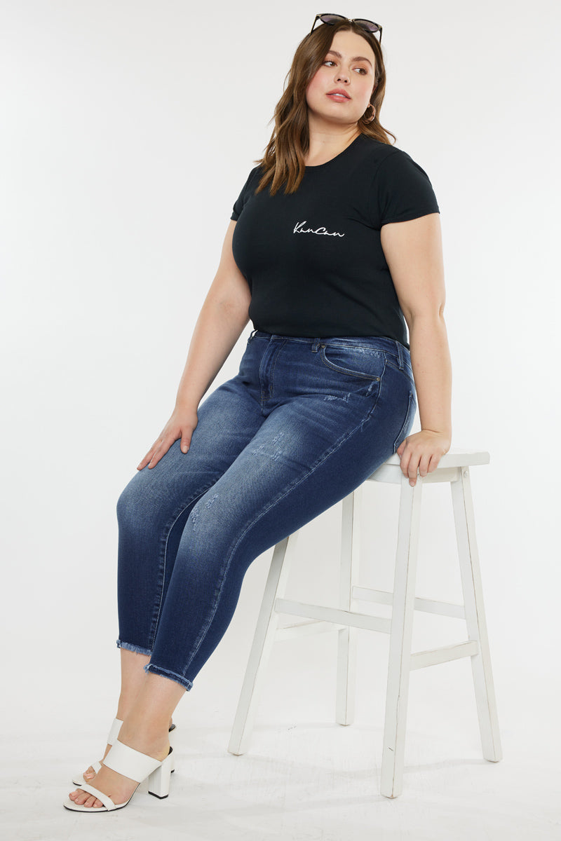 Jewels Mid Rise Ankle Skinny Jeans (Plus Size) - Official Kancan USA