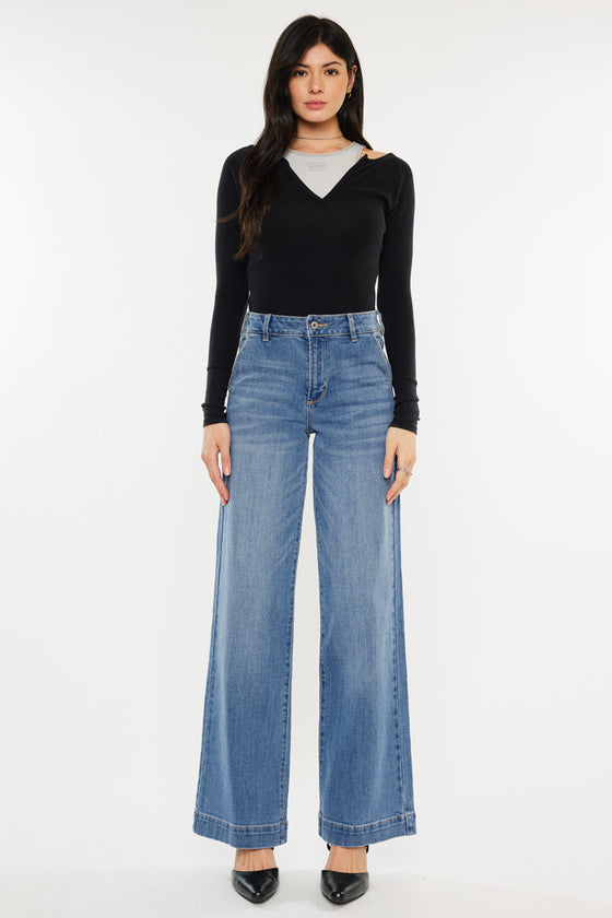 Bertha High Rise Trouser Wide Leg Jeans - Official Kancan USA