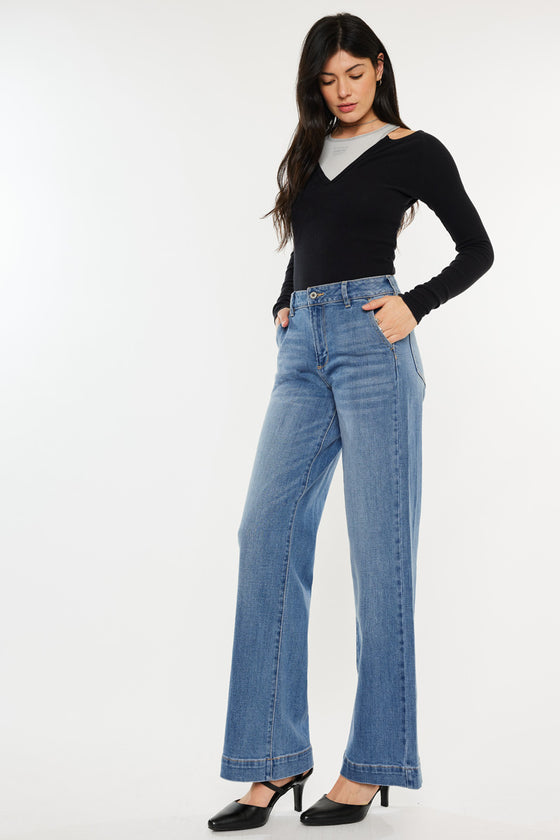 Bertha High Rise Trouser Wide Leg Jeans - Official Kancan USA