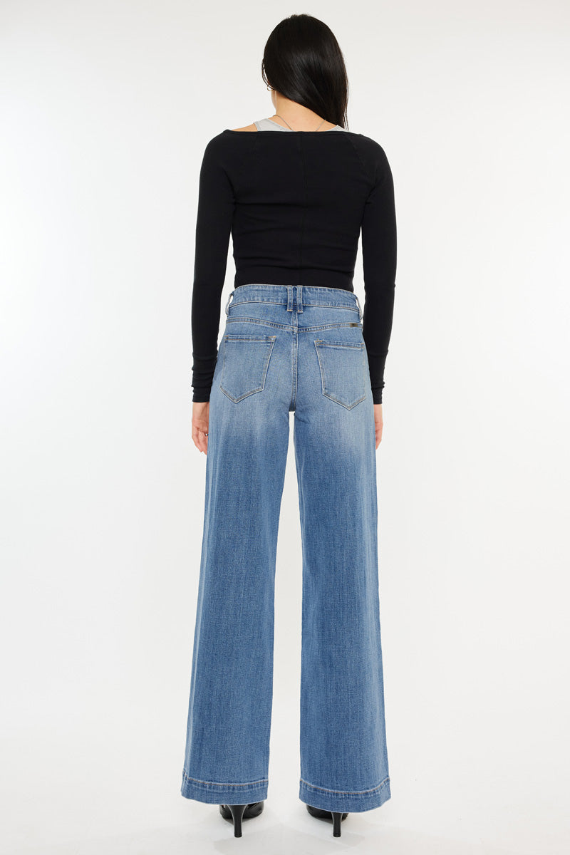 Bertha High Rise Trouser Wide Leg Jeans - Official Kancan USA