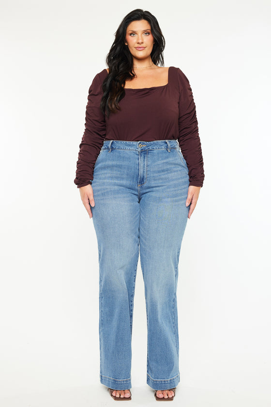 Martha  High Rise Trouser Wide Leg Jeans (Plus Size) - Official Kancan USA
