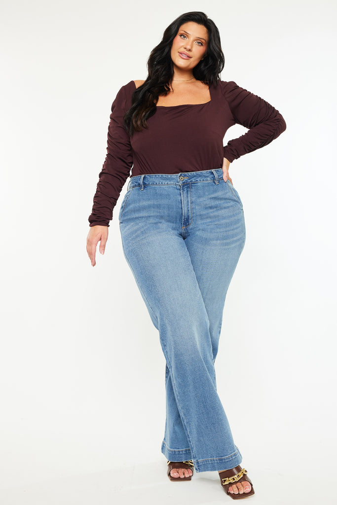 Martha High Rise Trouser Wide Leg Jeans Plus Size Official Kancan USA