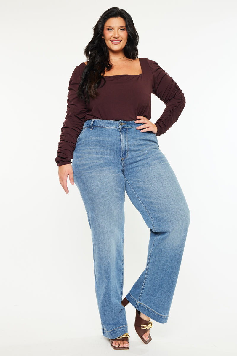Bertha High Rise Trouser Wide Leg Jeans (Plus Size) – Kancan USA