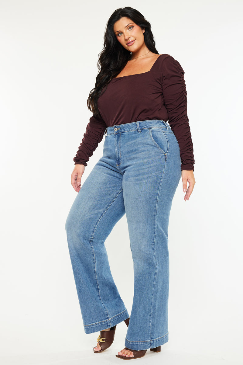 Martha  High Rise Trouser Wide Leg Jeans (Plus Size) - Official Kancan USA
