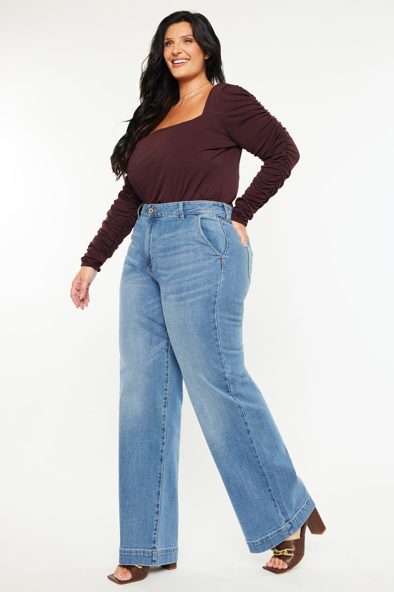 Martha  High Rise Trouser Wide Leg Jeans (Plus Size) - Official Kancan USA