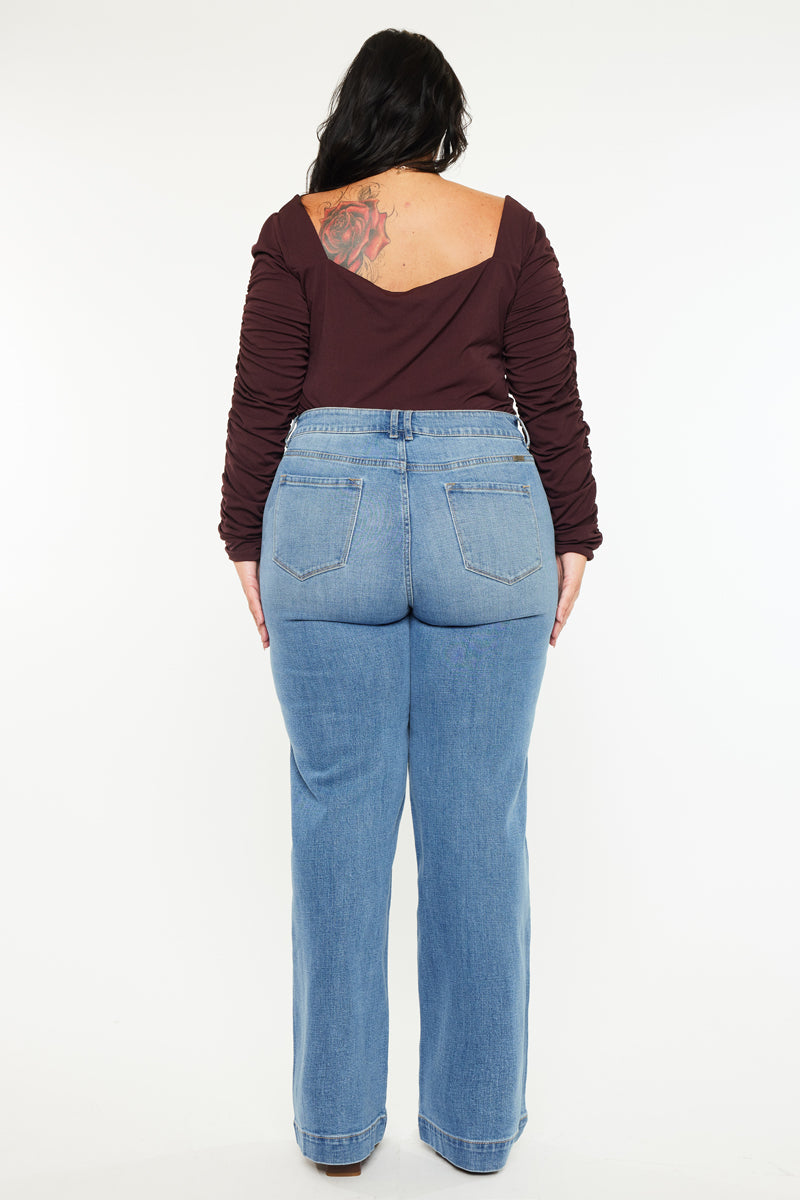 Martha  High Rise Trouser Wide Leg Jeans (Plus Size) - Official Kancan USA