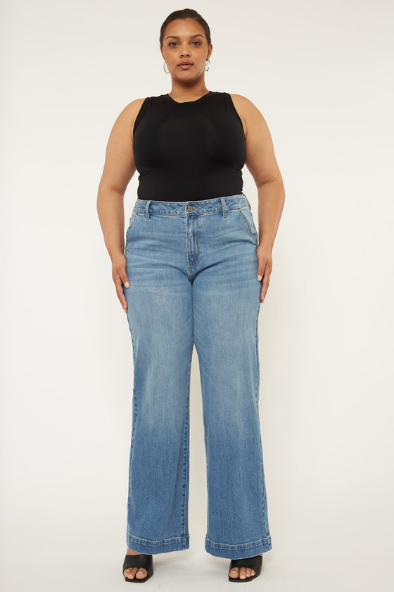 Martha  High Rise Trouser Wide Leg Jeans - Official Kancan USA