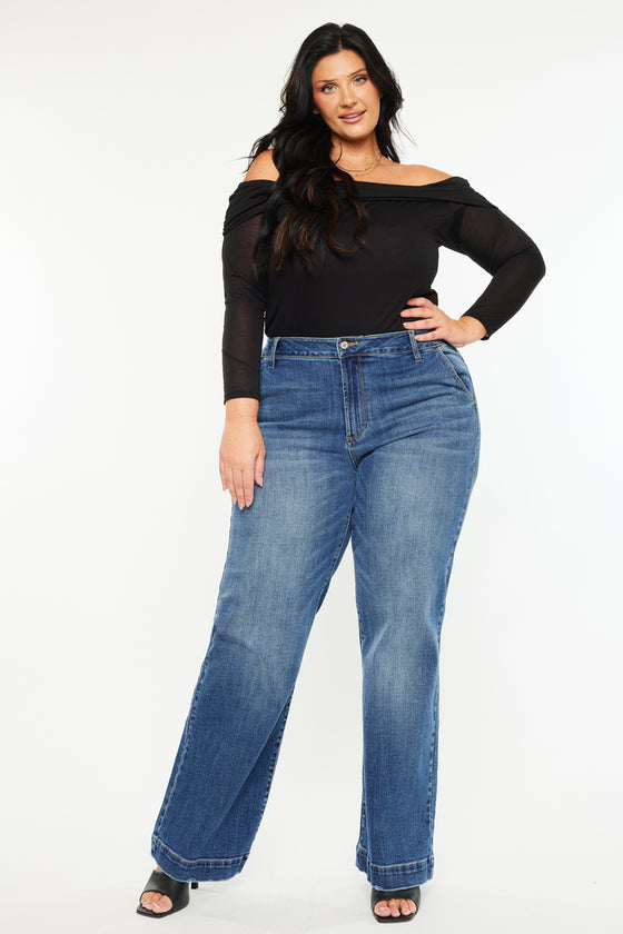 Jewel High Rise Slim Crop Straight Jeans (Plus Size) - Official Kancan USA