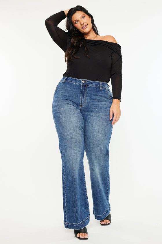 Jewel High Rise Slim Crop Straight Jeans (Plus Size) - Official Kancan USA
