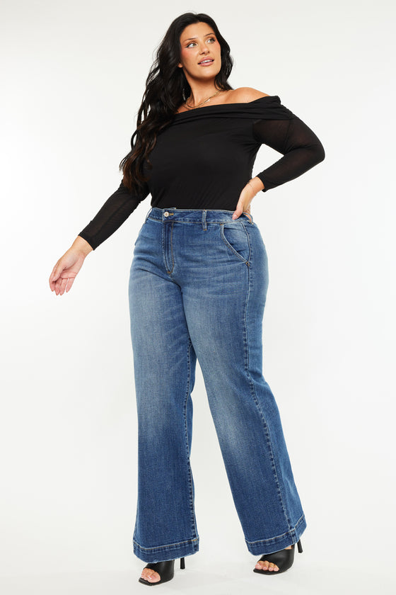 Jewel High Rise Slim Crop Straight Jeans (Plus Size) - Official Kancan USA