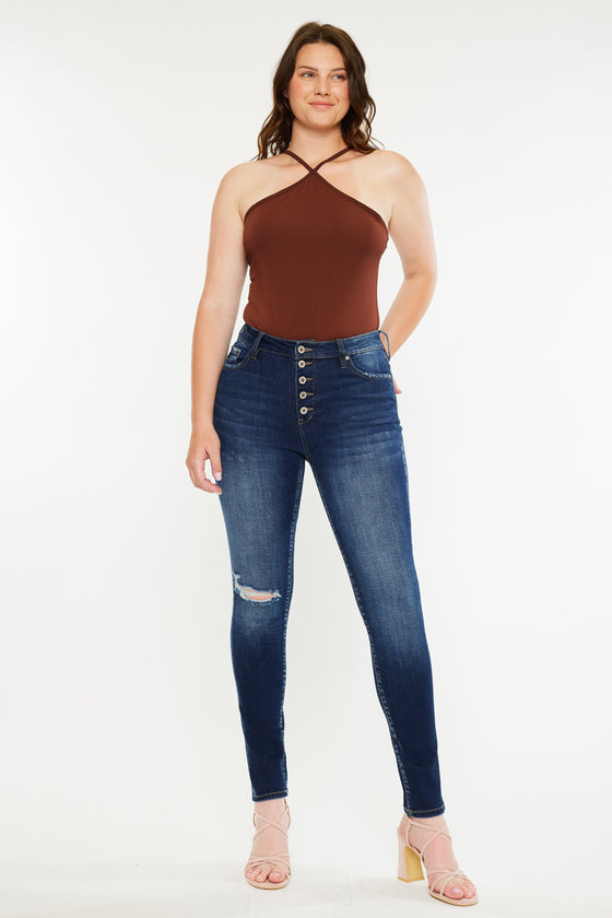 Wesley High Rise Super Skinny Jeans - Curvy - Official Kancan USA