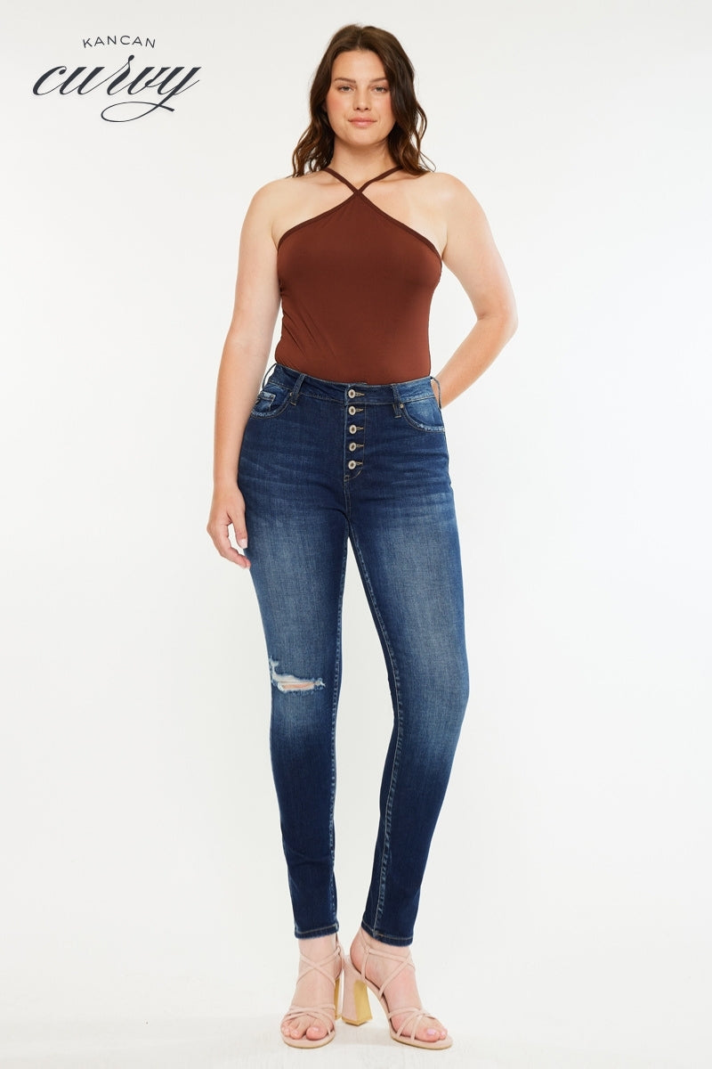 Wesley High Rise Super Skinny Jeans - Curvy - Official Kancan USA