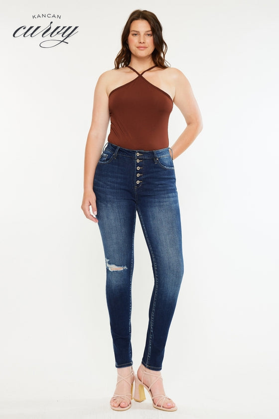 Wesley High Rise Super Skinny Jeans - Curvy - Official Kancan USA