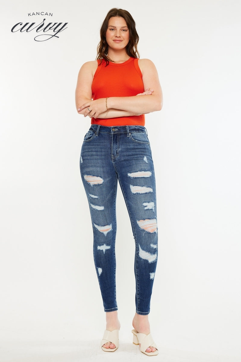 Monroe High Rise Super Skinny Jeans - Curvy – Kancan USA
